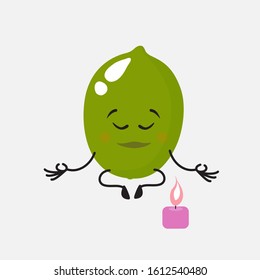 Lime, cute, attractive, character with emotion, crying, tears. Vector illustration. For packaging, brochures, advertising, design, banner, label.