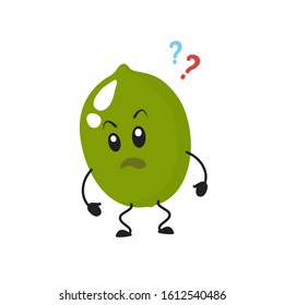 Lime, cute, attractive, character with emotion, surprise, annoyance, anger. Vector illustration. For packaging, brochures, advertising, design, banner, label