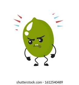 Lime, cute, attractive, character with emotion, surprise, annoyance, anger. Vector illustration. For packaging, brochures, advertising, design, banner, label