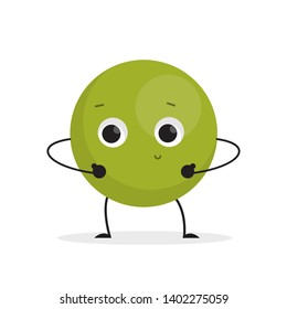 Lime doing sport exercise in the gym. Fresh food, funny character. Lemon fruit. Healthy and active lifestyle. Isolated vector illustration in cartoon style