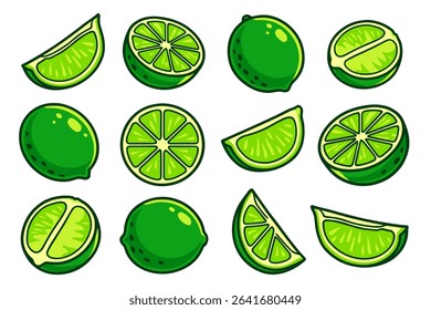 Lime Draw Illustrations Citrus Lime Doodle Set