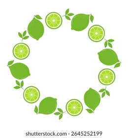 Lime Frame. Citrus Fruit Harvest Border. 