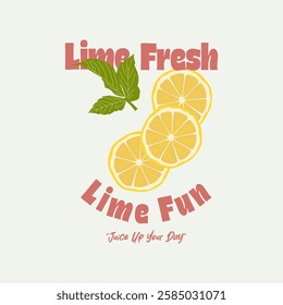Lime fresh typography slogan design, t-shirt graphics, vector illustration