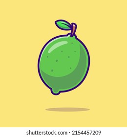 Lime Fruit Cartoon Vector Icon Illustration. Food Nature Icon Concept Isolated Premium Vector. Flat Cartoon Style