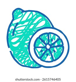 lime fruit doodle icon sketch vector. lime fruit sign. isolated symbol illustration
