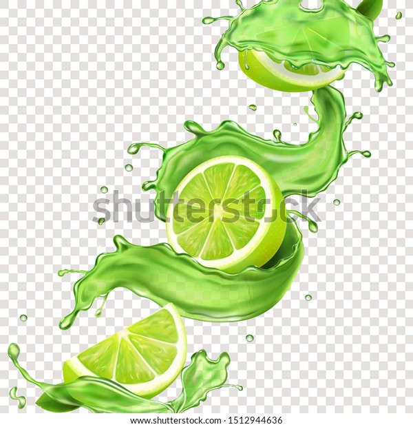 Vector De Stock Libre De Regalias Sobre Frutos De Limon En Jugo Verde