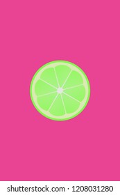 Lime fruit, half cross section flat color vector icon for food apps and websites.