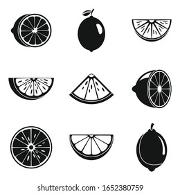 Lime fruit icons set. Simple set of lime fruit vector icons for web design on white background