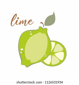 Lime Fruit. Inscription. Advertising banner. Vector illustration.