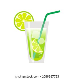 Lime fruit juice isolated on white background