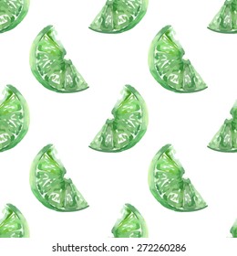 Lime fruit seamless pattern. Vector illustration.