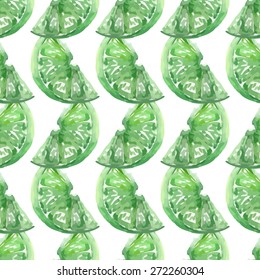 Lime fruit seamless pattern. Vector illustration.