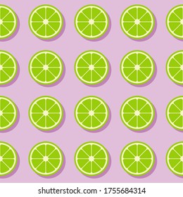 Lime fruit seamless vector pattern. Concept of healthy eating. Food texture. Lime pattern. Vector illustration