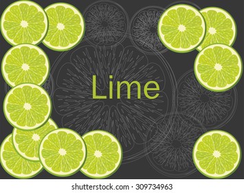Lime fruit slices background eps10 vector illustration