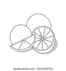 Lime fruit vector design sketch new version in cartoon style.Fruit illustrations for coloring books,packaging design,icon.Black and white element.Fresh lime sticker design on white background.Editable