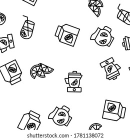 Lime Fruit Vector Seamless Pattern Thin Line Illustration
