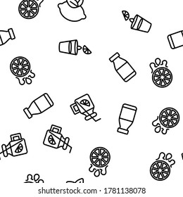 Lime Fruit Vector Seamless Pattern Thin Line Illustration