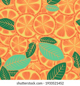 Limette, Grapefruit, Orangenbäume, fett gezeichnet, Vektorgrafik auf der Malerei auf Obstgarten Blätter Illustration in orangefarbener Farbe
