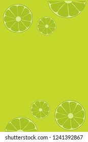 Lime green background. Mojito. Summer fruit banner. Vector illustration.
