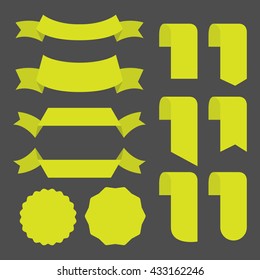 Lime Green banner ribbon vector set isolated background