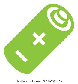 Lime green battery icon with white symbols on white background icon