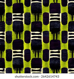 Lime groen en zwart patroon met horizontale lijnen van verschillende tinten zwart. grunge lijnen ikat patroon, ikat naadloos patroon, Vector illustratie achtergrond voor het afdrukken van het papier.