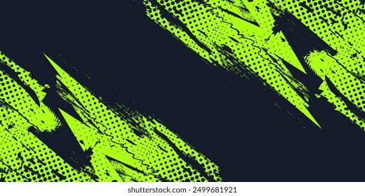 Textura de pincel verde lima con efecto de semitono aislado sobre fondo oscuro. Fondo deportivo grunge, para el diseño de Anuncio o póster