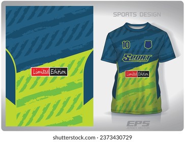 Lime green car tire tracks pattern design, illustration, textile background for sports t-shirt, football jersey shirt mockup for football club. consistent front view