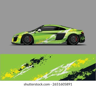 Lime Green Car Wrap Sporty Splash Design in High Contrast Vector