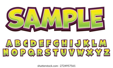 Efecto de texto de dibujos animados verde lima