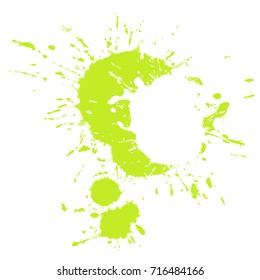 lime green colored ink stain on white background, vector illustration