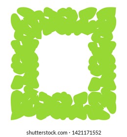 Lime green decorative square frame with leaves vector illustration