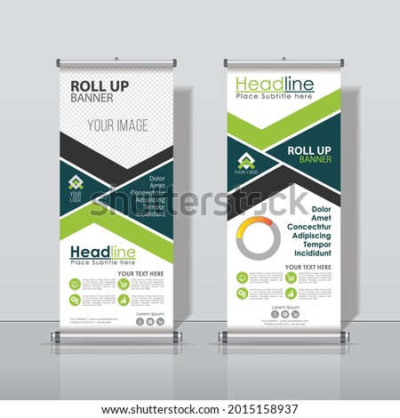 Lime Green, Deep Turquoise, Blak, Triangle Stripe Roll up Business Banner Design Abstract Vertical Template Vector, Cover
Abstract Modern X-Banner, Brochure Flyer Banner Rectangle Size.