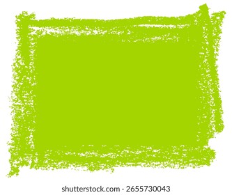 Quadro de pincel em estilo grunge verde-limão com bordas texturizadas e traçados de tinta áspera. Ilustração vetorial para projetos de design.