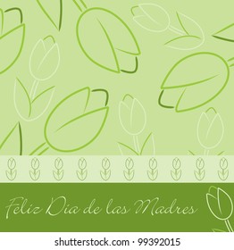 Lime green "Happy Mother's Day" tulip card in vector format.