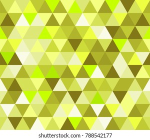 Lime green khaki triangular seamless pattern. Geometric vector background. Polygonal mosaic decorative backdrop. Easy to edit design template for your artworks.