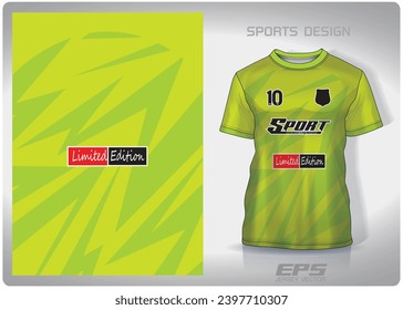 Lime green lightning zigzag pattern design, illustration, textile background for sports t-shirt, football jersey shirt mockup for football club. consistent front view