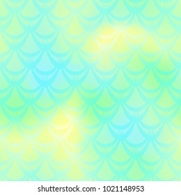 Lime green mermaid vector background. Fresh spring iridescent background. Fish scale pattern. Mermaid seamless pattern tile. Holographic gradient. Mermaid skin seamless pattern. Mermaid wrapping paper