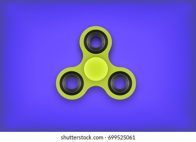 Lime green modern spinner. Small lime green spinner on an violet background