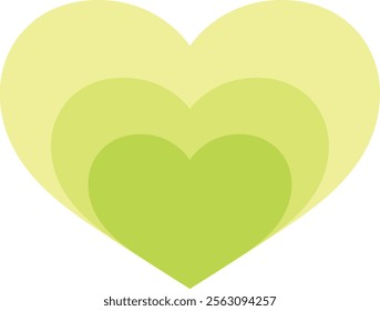 lime green monochrome color heart shape, isolated on white background. heart shape vector illustration.