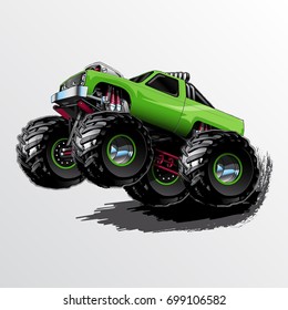 Lime Green Monster Truck with Supercharger and KC Lights