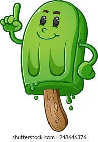 Lime Green Popsicle Cartoon Character