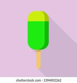 Lime green popsicle icon. Flat illustration of lime green popsicle vector icon for web design