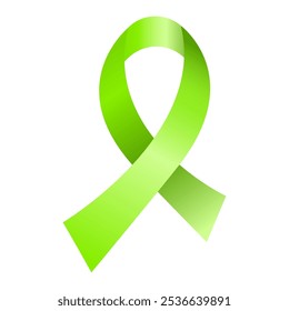 Conciencia de la cinta verde de la lima Acalasia, depresión, linfoma, salud mental, enfermedad de Lyme. Aislado sobre fondo blanco. Ilustración vectorial.