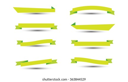 lime green ribbon vector set