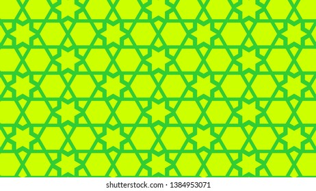 Lime Green Seamless Star Pattern Illustration
