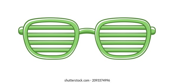 Lime Green Shutter Shades Clipart. Funky Party Glasses Vector Illustration.