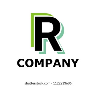 lime green and sky blue color logo symbol double line like neon light type letter r initial business logo design idea illustration shape for modern premium corporate