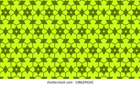 Lime Green Stars Pattern Background