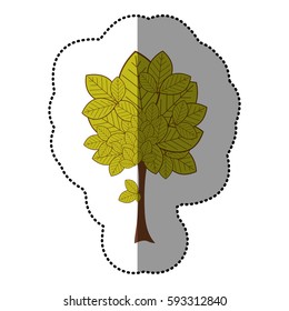 lime green sticker natural tree icon, vector illustraction design